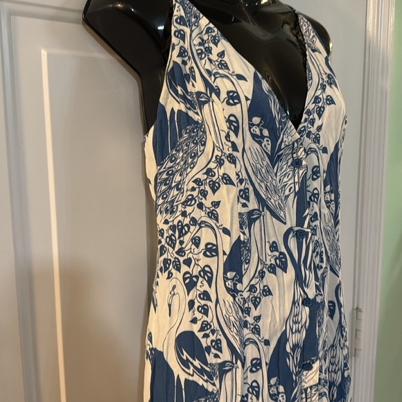 Reformation Gemstone Dress Blue and Wht in Avian Button Front Midi Dress Size 8 - Picture 3 of 13
